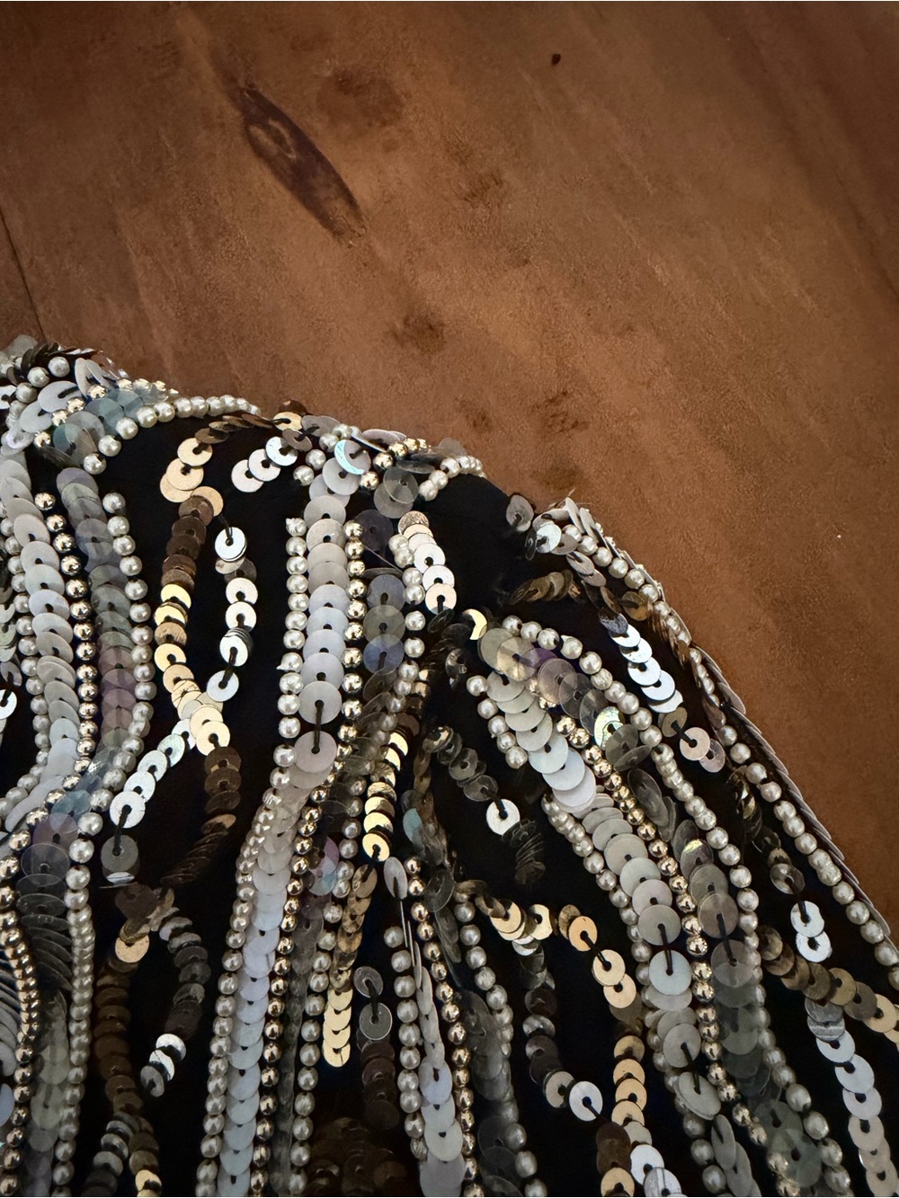 Vintage Black Sequin & Beaded Evening Blazer | Pearl Trim - Picture 8 of 11